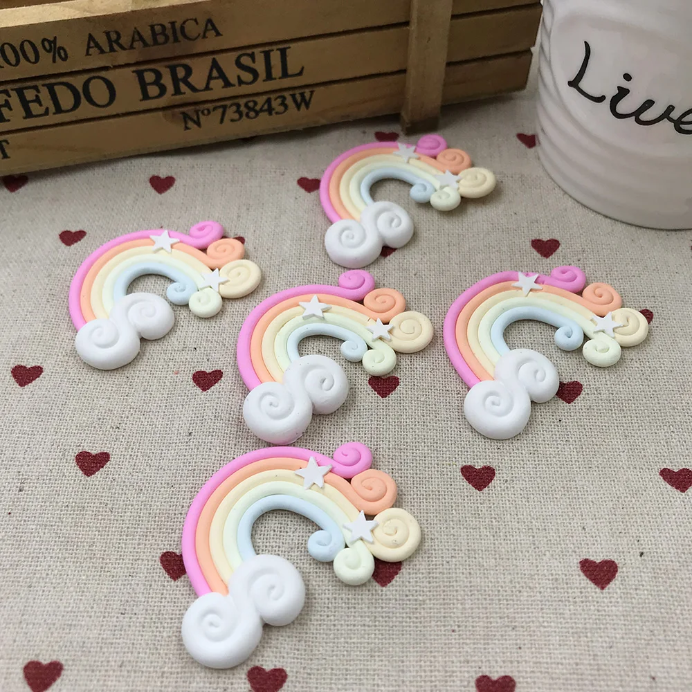 

10Pcs/lot Kawaii Spiral Rainbow Lollipop Candy Polymer Clay Cabochons Flatback For Scrapbooking DIY Phone Case Decoration