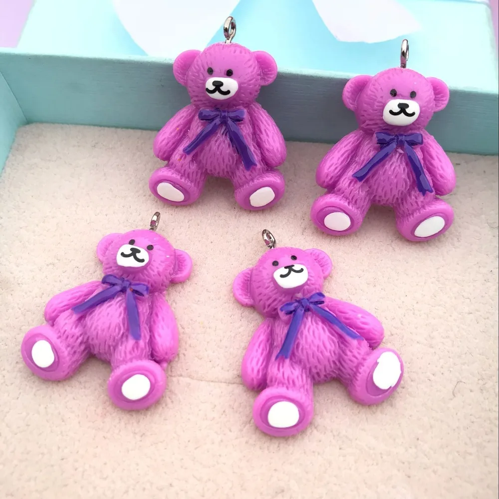 

10pcs 30*26mm Flat back resin Little bear charms Jewelry necklace earring pendant keychain charms for DIY decoration gift