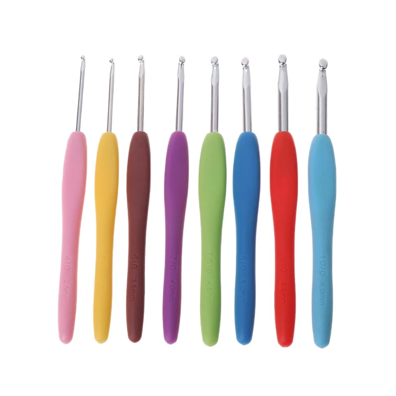 8Pcs Crochet Needles 2.5 6mm Rubber Handle Hooks Knitting Set Kit Accessories 19QB|Швейные иглы| |