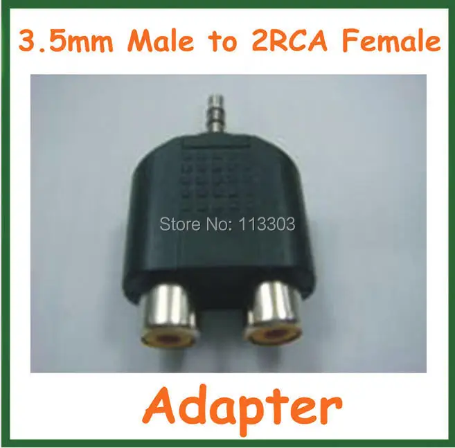 

100pcs Converter 3.5mm Male to 2RCA Female Y-Splitter Plug Adapter 1 Male to 2 Female Extender Connector