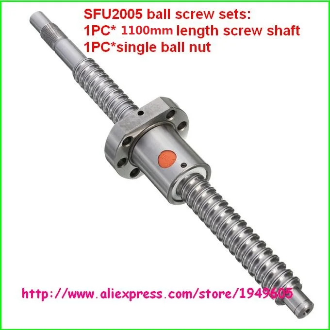 1pc ball screw SFU2005 L1100mm with BK/BF15 standard processing both