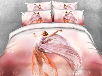 

JF-250 Romantic Dancing Beauty Print bedding set 4pcs quilt cover set full size bedclothes