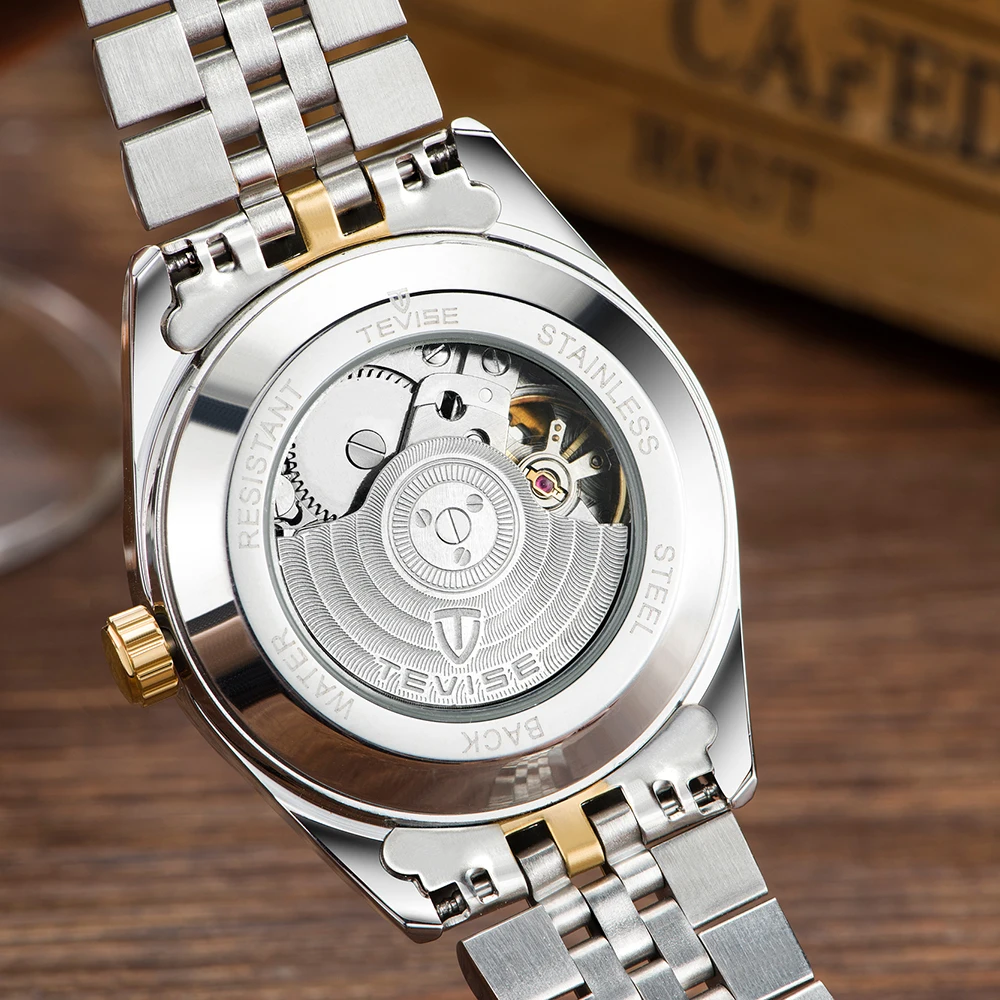 TEVISE полуавтоматическая часы Для мужчин модные Водонепроницаемый механические часы Для мужчин s Скелет наручные часы Бизнес Для Мужчин's Наручные часы