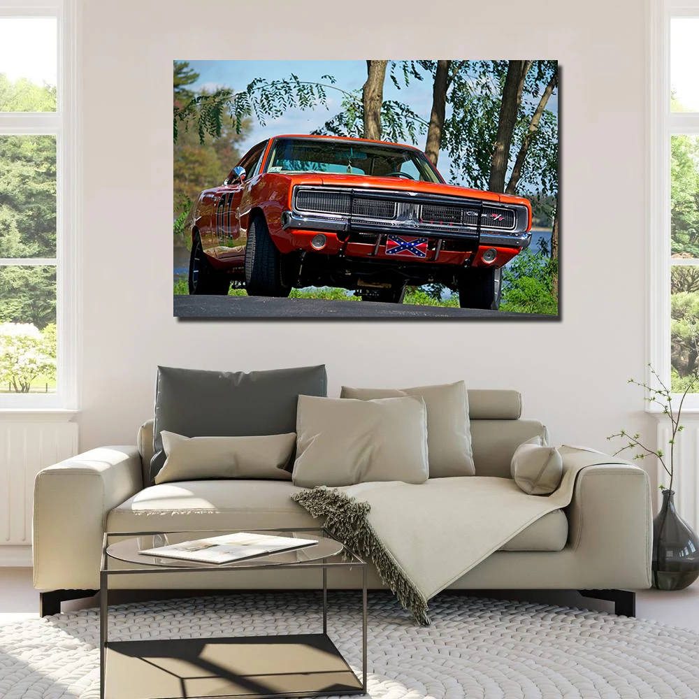 Dodge charger General Lee Плакат стены искусства автомобиля картина Печать на холсте картины для декора гостиной