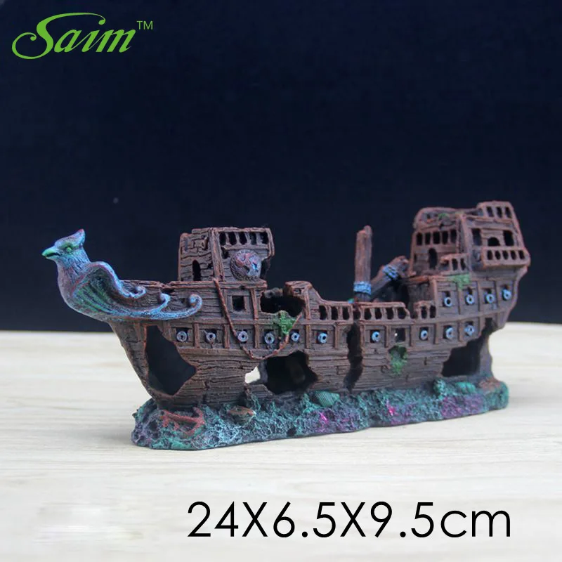 Fish Aquatic Pets Aquarium Ship Wreck Decorations Resin Titanic