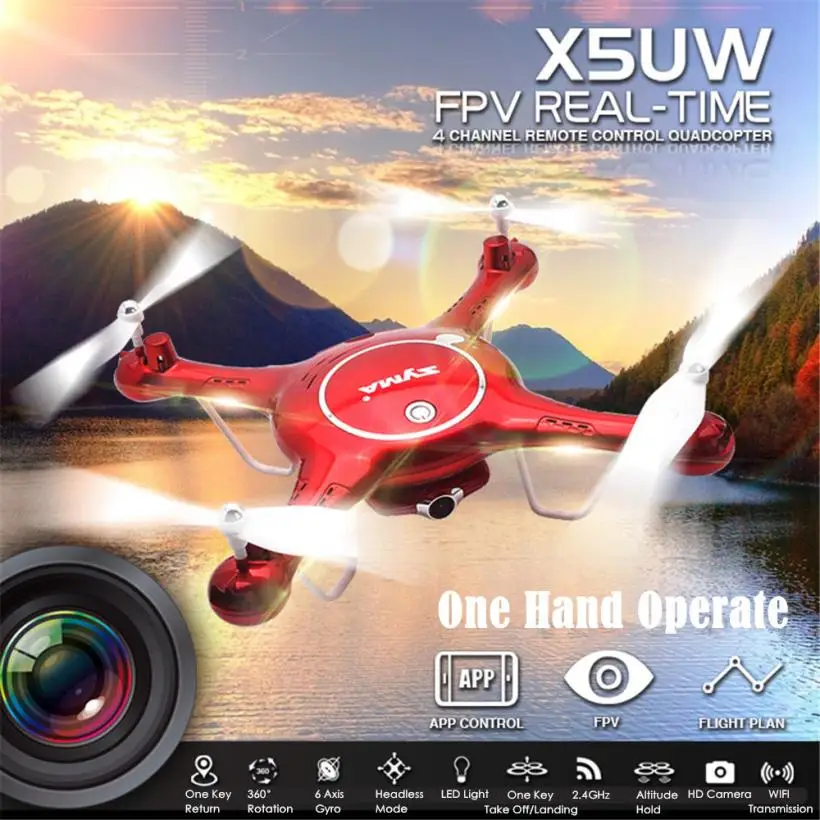 

SYMA X5UW 2.4GHz 4CH 6-Axis RC Drone with 720P WIFI Camera FPV Quadcopter 8999 Dec08