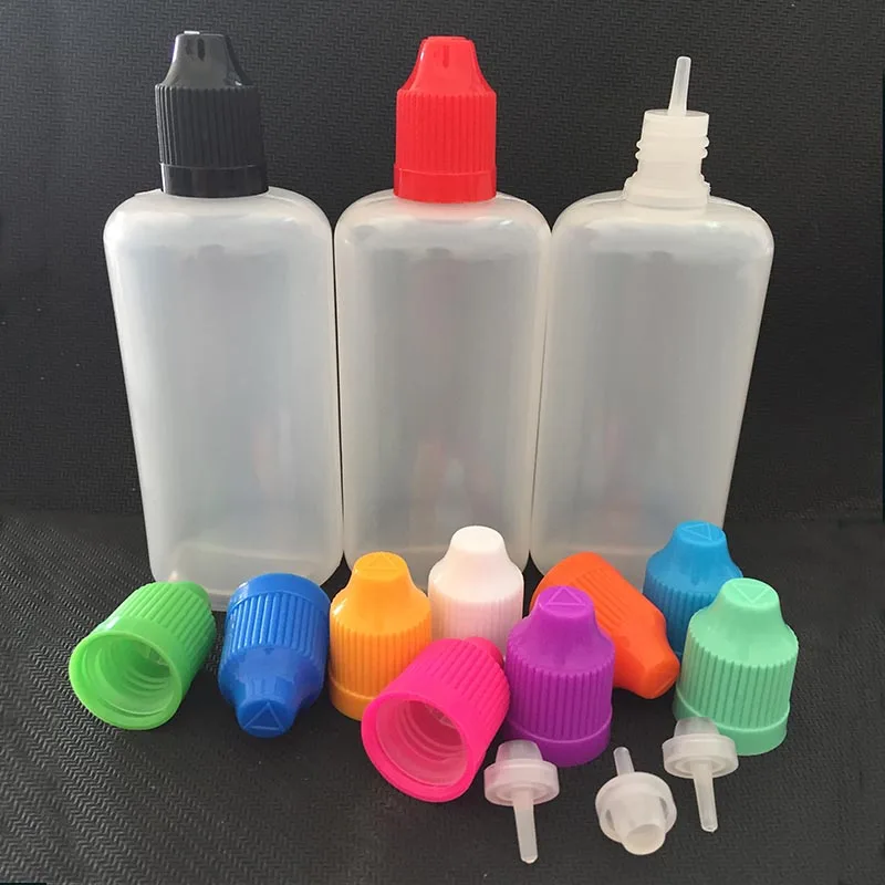 

PE 50ml Plastic Refillable Dropper Bottles Empty E liquid Nail Gel Bottle With Colorful Childproof Cap 1000pcs