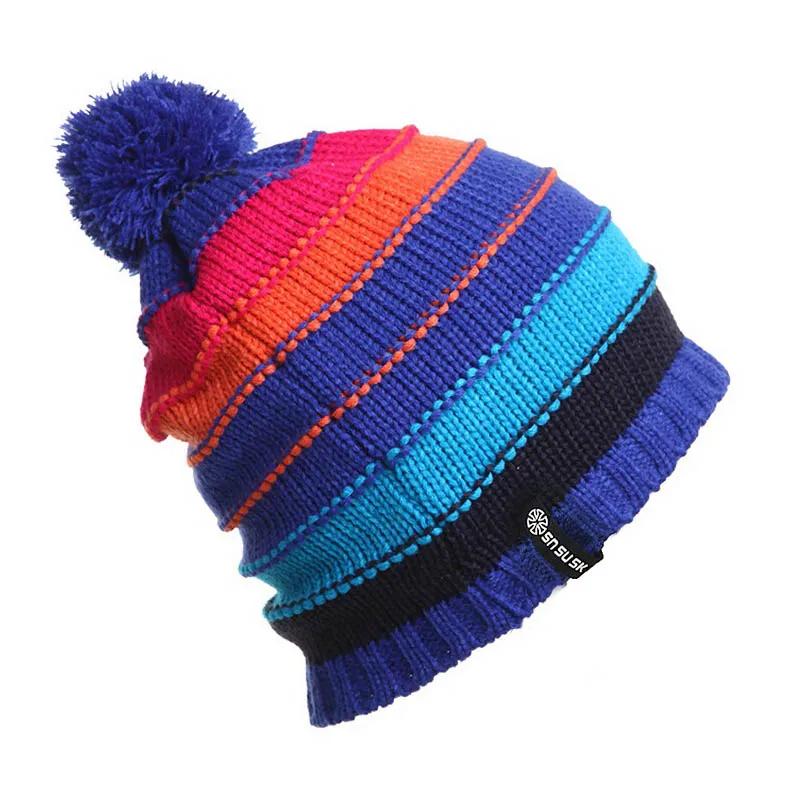 gorros Сноуборд Зимние кепки для катания на коньках Вязаные Лыжные шапки шапочки с черепами для мужчин и женщин кепки в стиле хип-хоп - Цвет: Синий