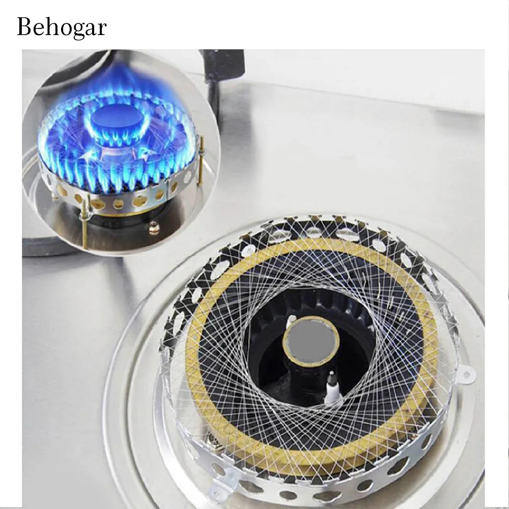 

Behogar Stainless Steel Gas Stove Torch Gas Windproof Energy-Saving Circle Wind Resistant Cover Case Net Kitchen Accessories