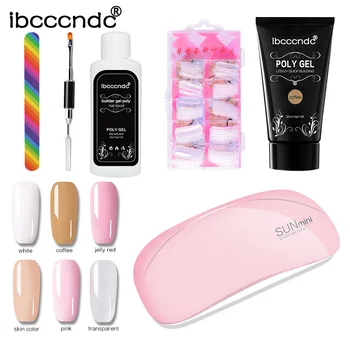 

Poly Gel Set LED Nail Dryer Clear UV Gel Nail Polish Polygel Nail Kit Quick Nails Extensions Hard Builder Gel Polygel Nail Brush