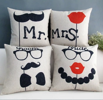 

#711 Creative wedding MRS & MR home bedding sofa cushion pillow without filling room home printed cushion car bed Dec wholesale