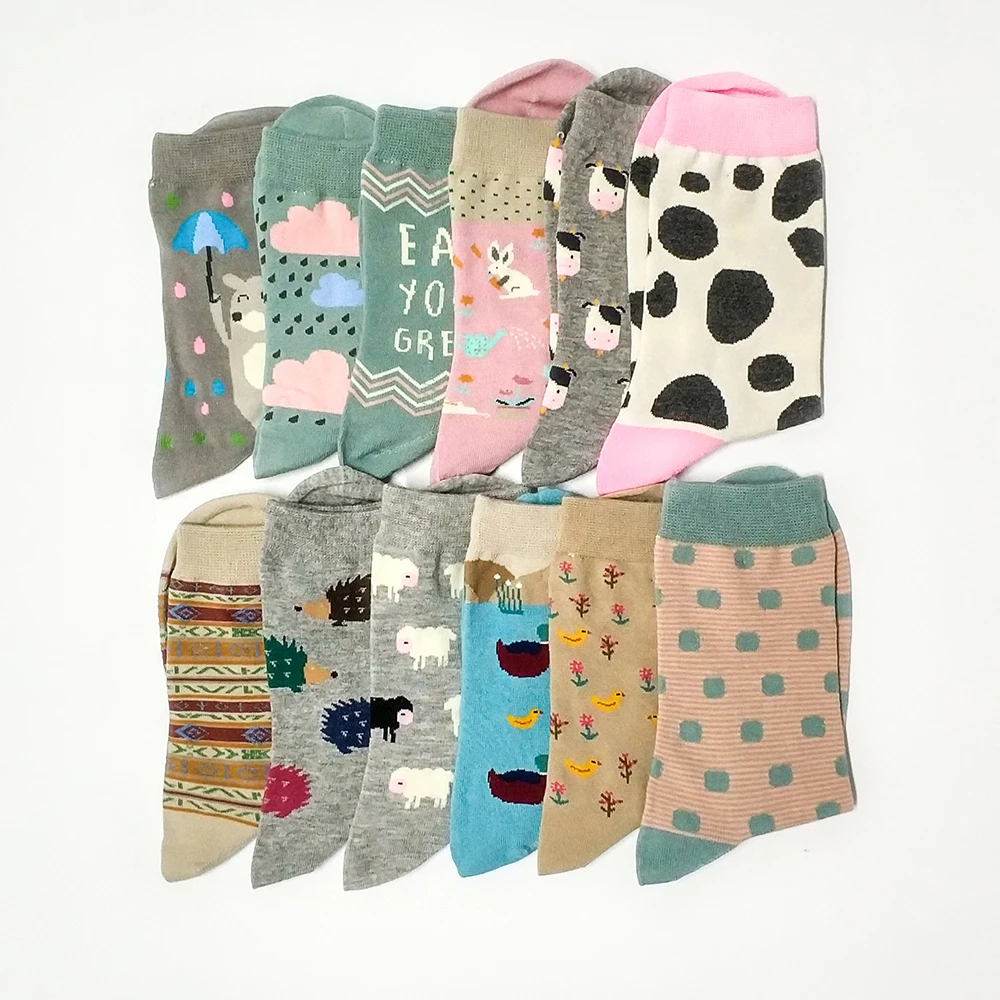 

Clearance! 2018 New Cotton Socks Women Cartoon Socks Animal Sheep Stripe Dots Girls Colorful Socks Funny Socks