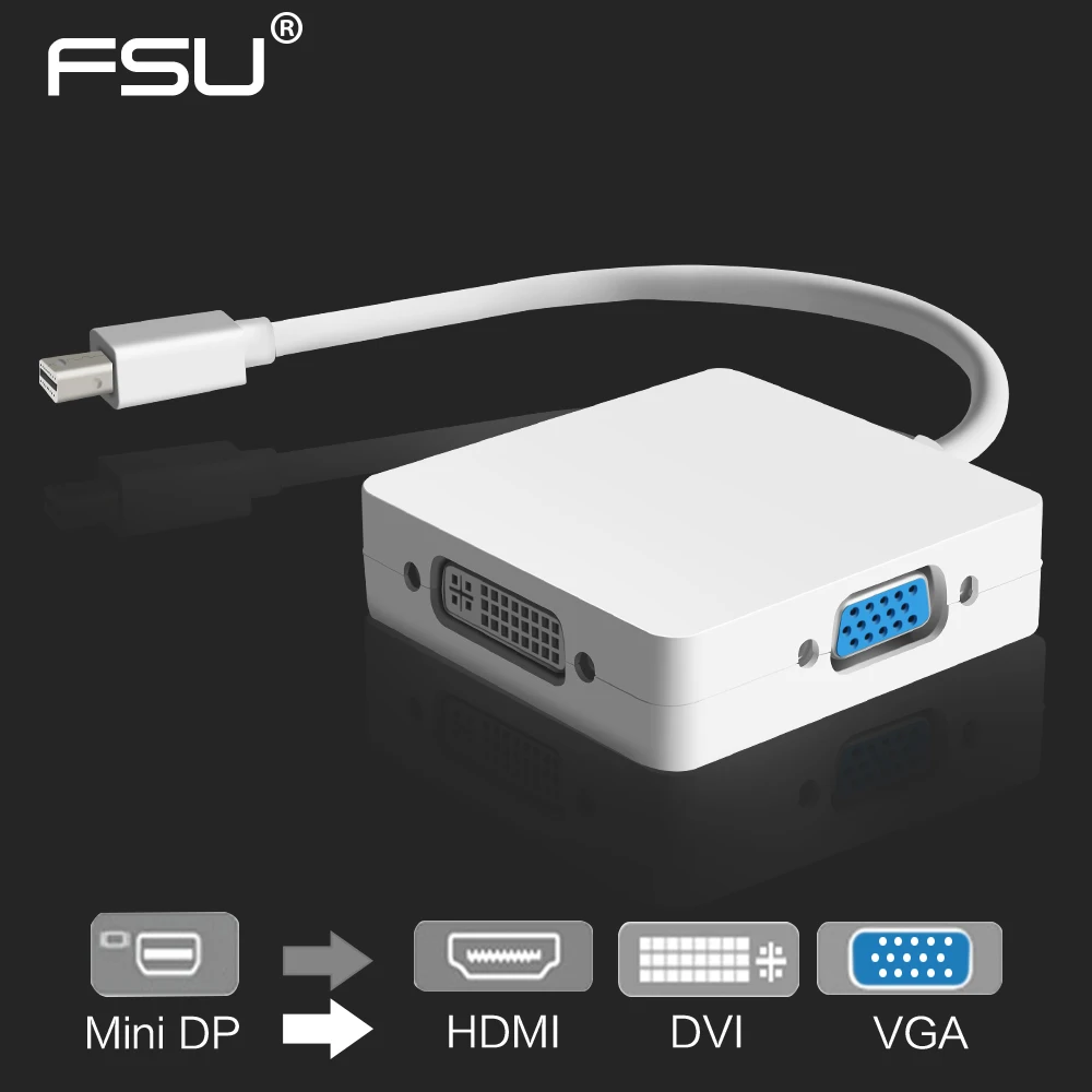 high resolution 3 in 1 Mini DisplayPort to HDMI/DVI/VGA Display Port Cable Adapter for PC Apple MacBook Projector Samart TV high resolution 3 in 1 Mini DisplayPort to HDMI/DVI/VGA Display Port Cable Adapter for PC Apple MacBook Projector Samart TV