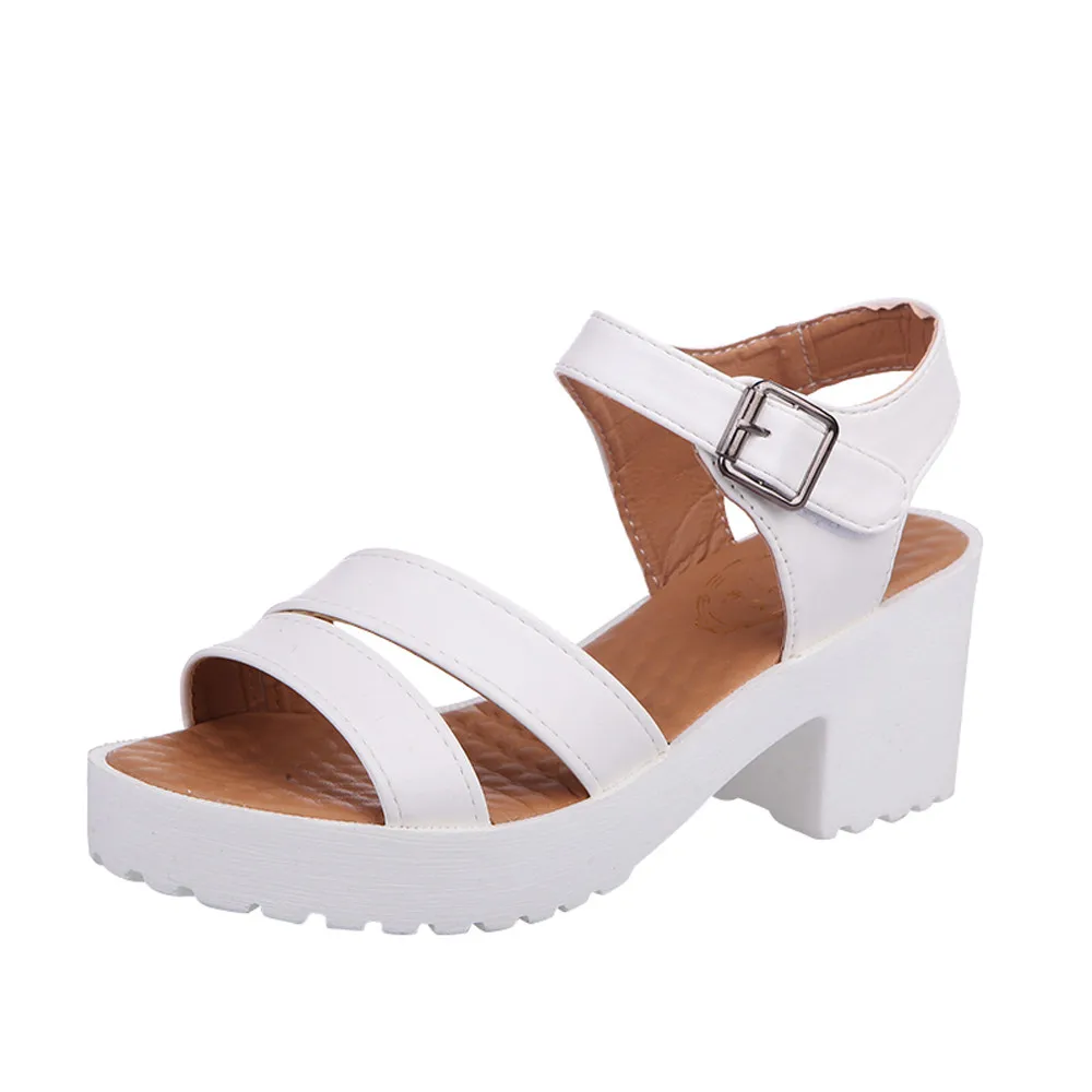 

Outdoor Round Toe Platform Sandals Women Fish Mouth Platform High Heels Wedge Sandals Buckle Slope Sandals Summer Shoes