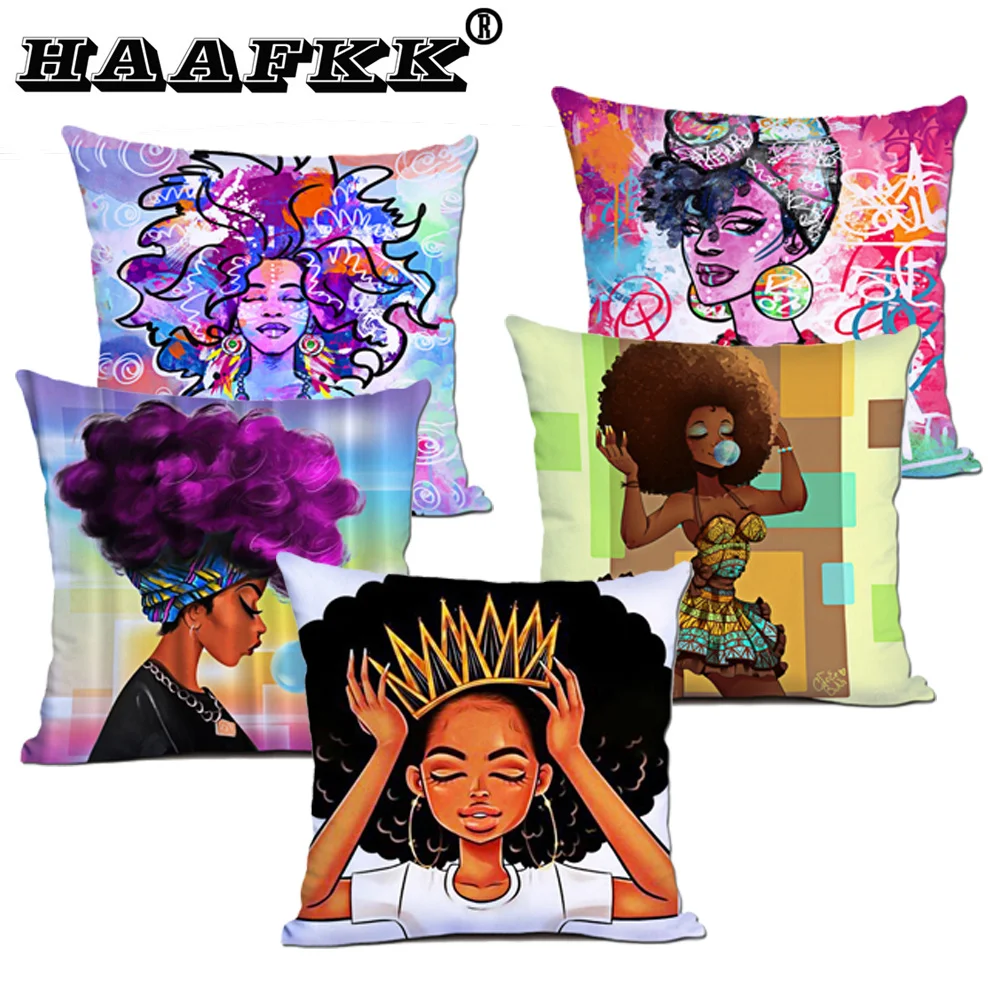 

Cartoon Cushion Cover Character Print Pillow Cute Expression Polyester Cotton Throw Pillow Cover Decoration for Home Office