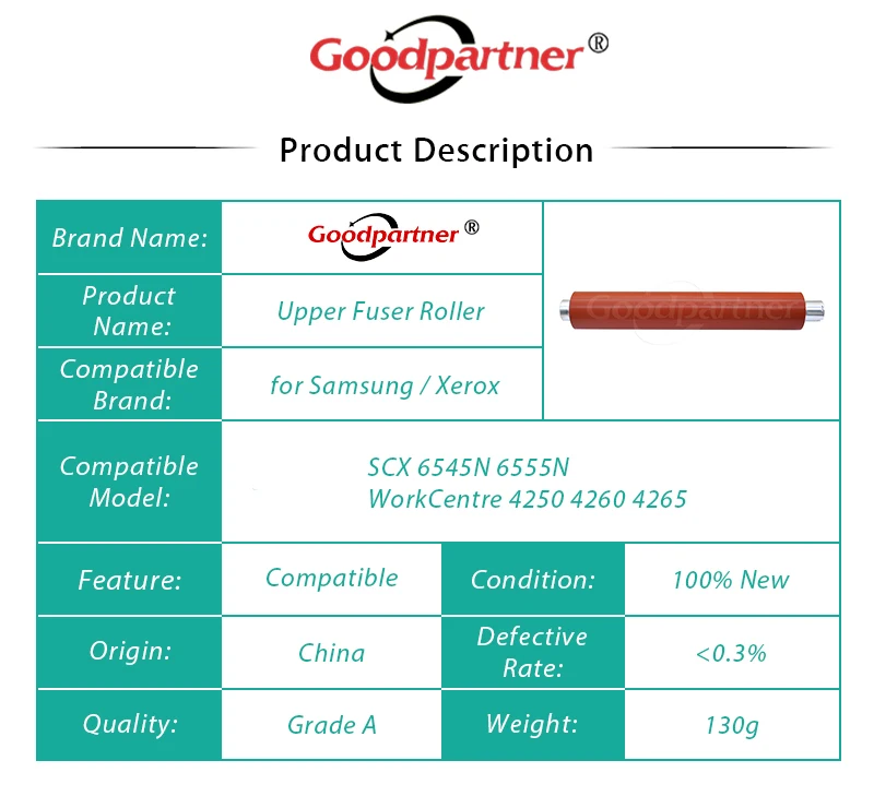 Rolo de Calor Superior para Samsung Scx6545 para Xerox Jc96-05295a Scx6555 Workcentre 4250 4260 4265 1 pc x Jc91-00973a Jc96-04991a 3 1 pc x JC91-00973A JC96-04991A JC96-05295A rolo