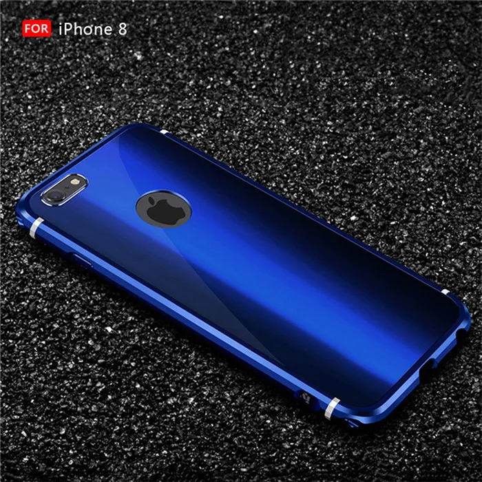 Специальное предложение ударопрочный телефон чехлы для Iphone 8 7 металлическая рама+ Поликарбонат задняя крышка для плюс анти-стук протектор - Цвет: Синий