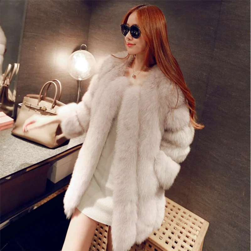 Femelle Haute Long Hiver Femmes Manteau noir blanc Chaud 2018 Nouvelle 4xl Beige De Faux Imitation rose bleu Veste rouge Manteaux Artificielle Fourrure Renard bourgogne Pardessus wZvdqdxFE