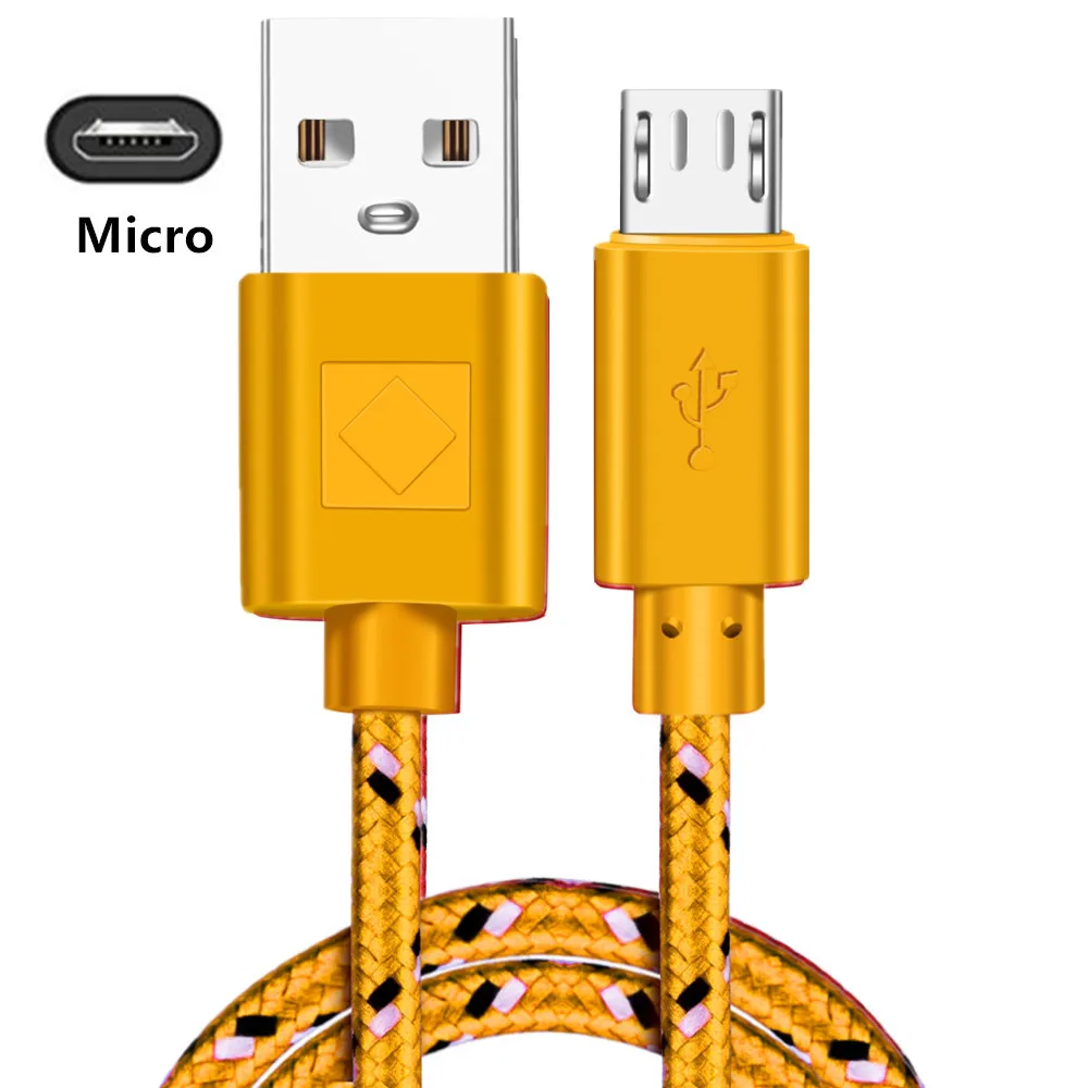 Олаф нейлоновый Плетеный Micro USB кабель синхронизации данных USB зарядное устройство кабель для samsung HTC, Huawei, Xiaomi телефона Android кабели быстрой зарядки - Цвет: Yellow Micro