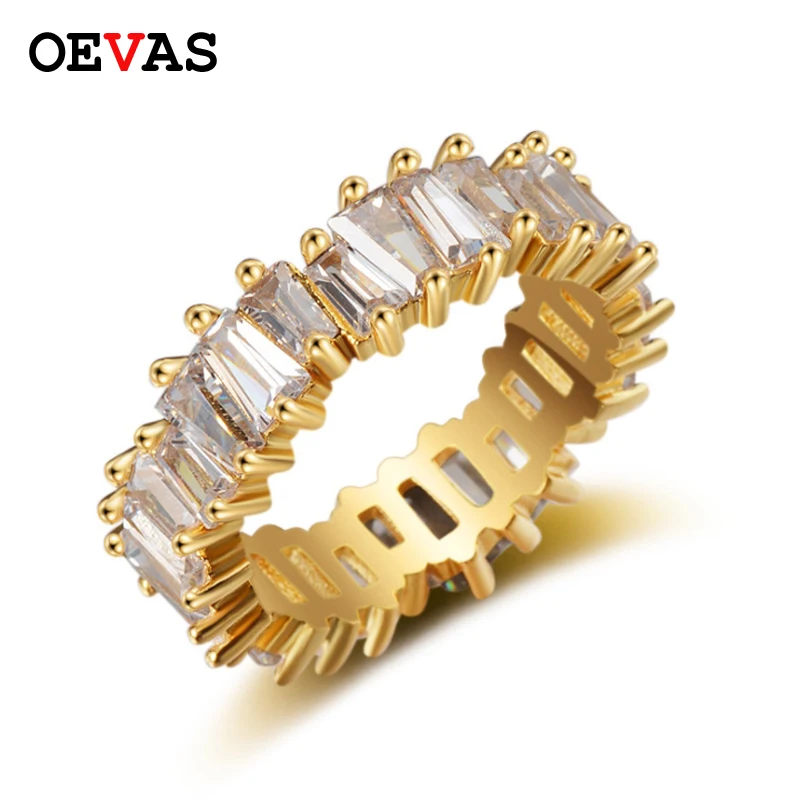 

Factory wholesale ladder full CZ female ring High quality Gold color Shining crystal Engagement rings for women girls jewelry