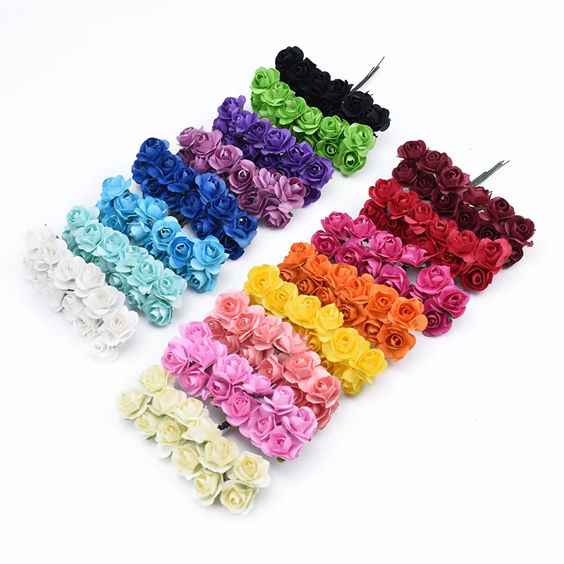 

72 Pieces MINI Paper flowers diy gifts candy box wedding bridal accessories clearance christmas wreath cheap artificial flowers