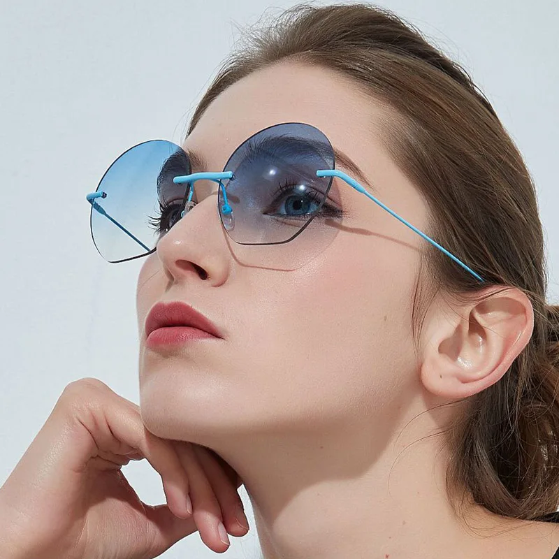 Fashion Round Sunglasses Women Retro Glasses Uv400 2019 Chic Oversized Gradient Sunglasses Blue