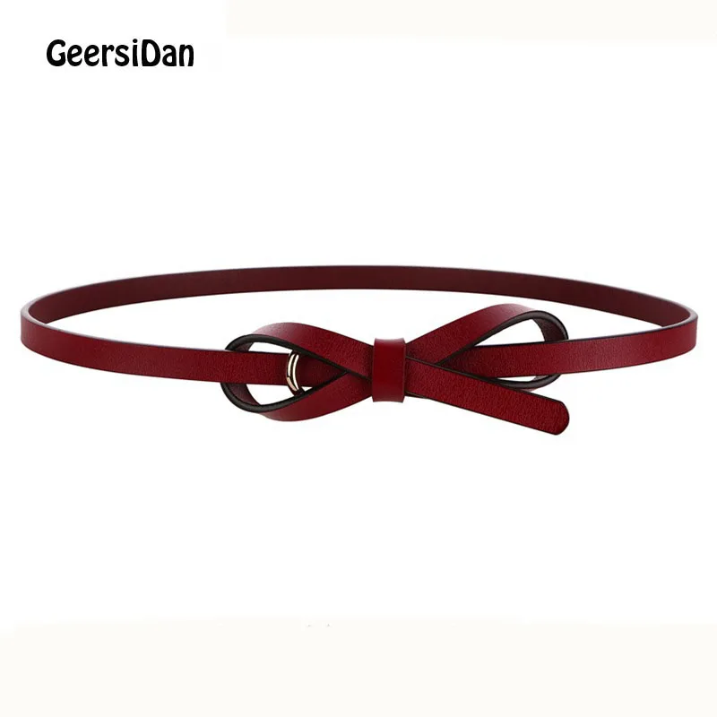 

GEERSIDAN 2018 Genuine Leather thin belt for lady all-match casual circle knotted women's belt Top sale dress accessories belt
