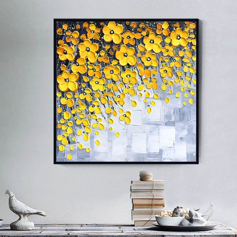 100% Hand Painted Abstract Flowers Art Oil Painting On Canvas Wall Art Wall Adornment Pictures Painting For Live Room Home Decor