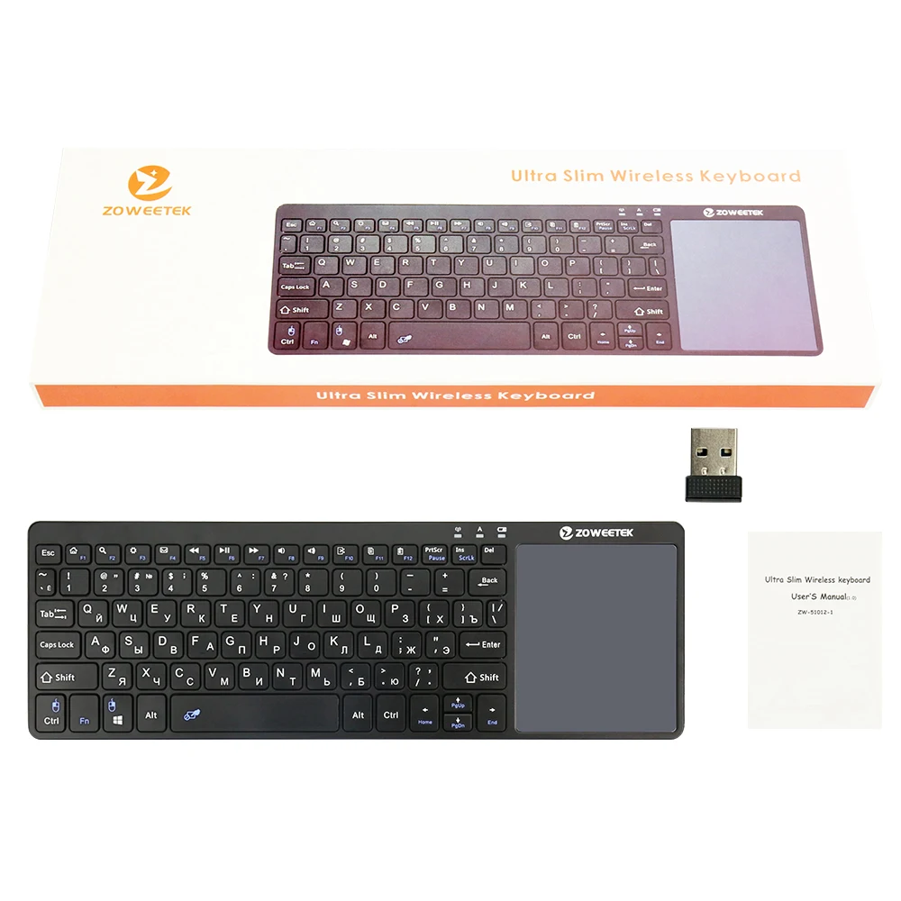 Zoweetek K12-1 2,4G русская французская Беспроводная мини-клавиатура с тачпадом для Smart IP tv Android tv Box Ноутбук Настольный ноутбук ПК