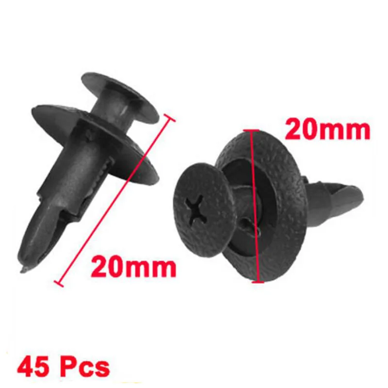 45 Pcs Car Accessory Parts Car Interior Panel Trim Clips Black Plastic