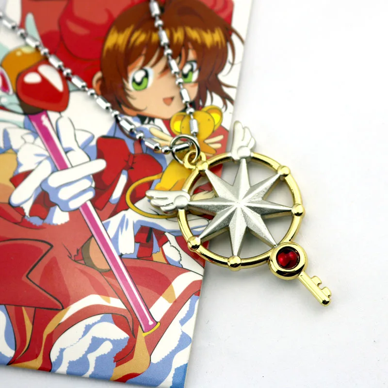 Карта аниме Captor Cardcaptor SAKURA кимоно SAKURA Key Magic Звездная волшебная палочка металлическая Хрустальная косплей подвески с шармами, ожерелья