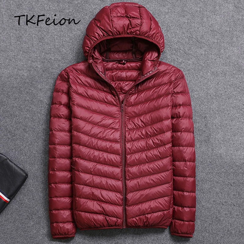 Koop Lente Herfst Mens Capuchon Mode Lichtgewicht Draagbare met Hoed Plus Size 4XL 5XL Mannelijke Eendendons Slanke Jas uitverkoop