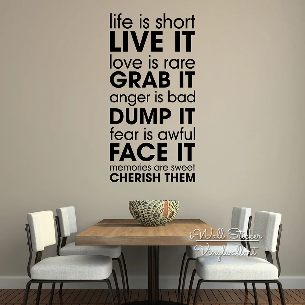 Life Is Short Quotes Wall Decal Motivational Quotes Wall Sticker DIY Vinyl Life Wall Lettering Inspirational Cut Vinyl Q228 in Wall Stickers from Home