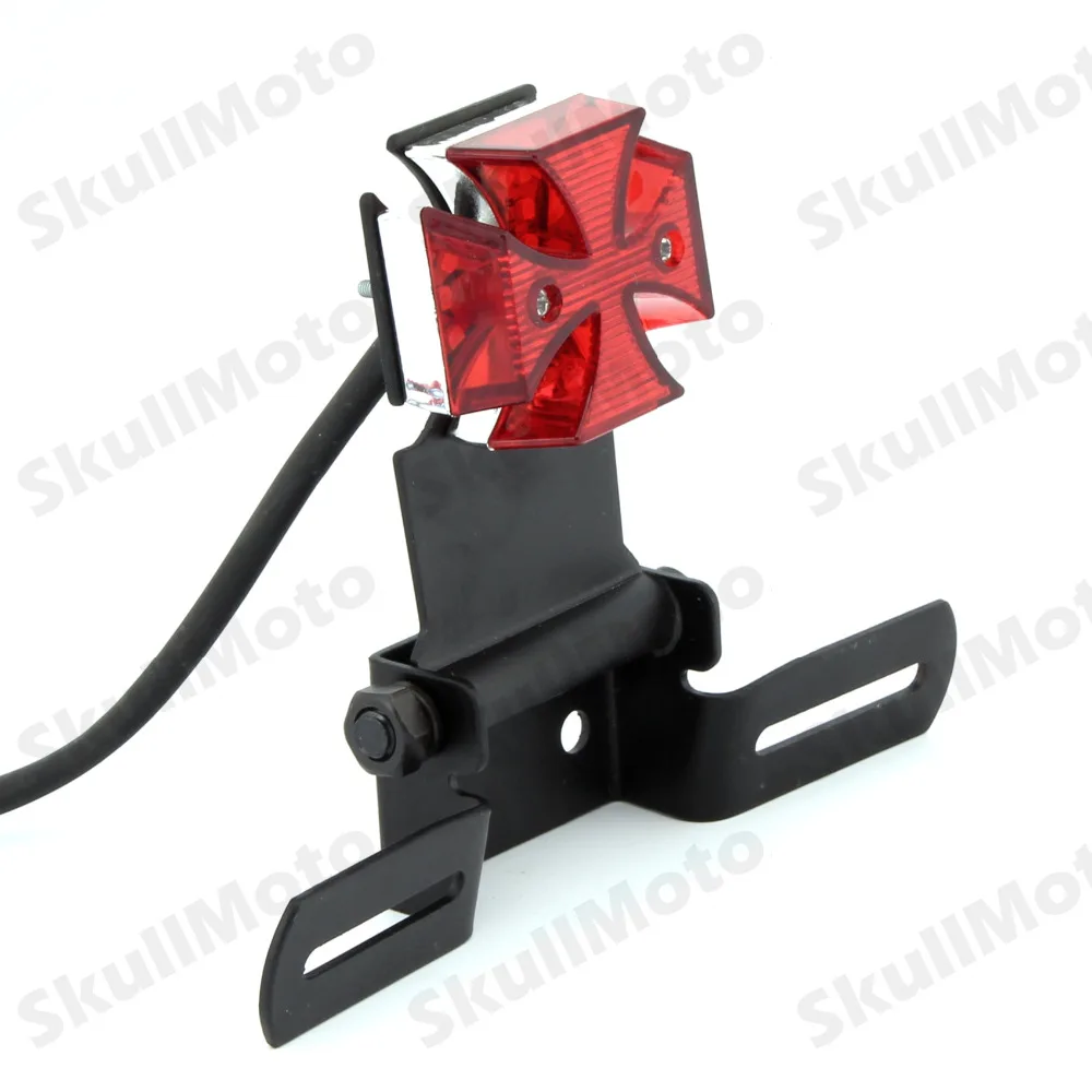 

Cross Motorcycle LED Red Rear Tail Brake Light Bracket License Plate For Harley Bobber Chopper Cruiser Honda Yamaha Suzuki