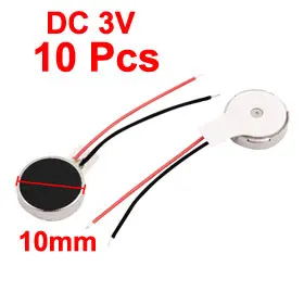 

UXCELL Hot Sale 10 Pcs DC 3V 10mm Dia Mobile Phone Coin Flat Vibrating Vibration Motor w Wire