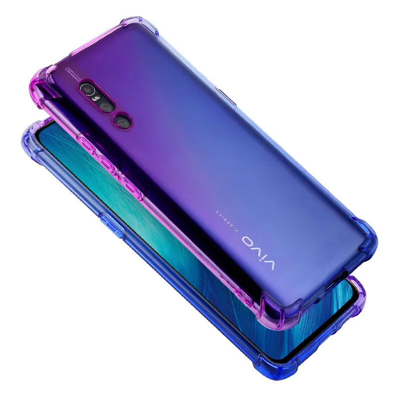 

Full Body Rainbow Gradient Airbag Case for Vivo IQOO V15 Pro Four Corners Schockproof Soft TPU Case for Vivo X27 Pro Cover