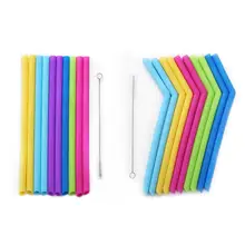 Детские складные для хранения пищевых продуктов большого диаметра Детские Силиконовые напитки соломы Многоразовые цвета здоровый напиток Гибкая соломка набор кистей
