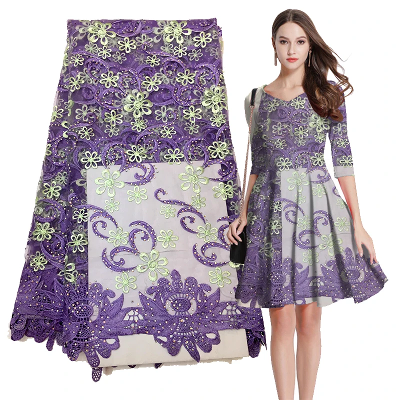 2019 горячая Распродажа королевские синие нигерийские кружевные ткани высокого