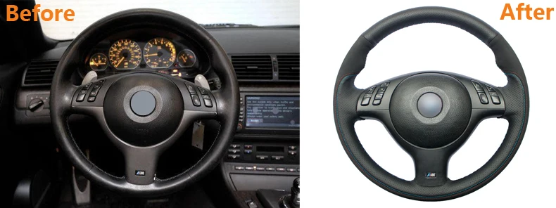 MEWANT-Black-Genuine-Leather-Black-Suede-Car-Steering-Wheel-Cover-for-BMW-E46-E39-330i-540i-10
