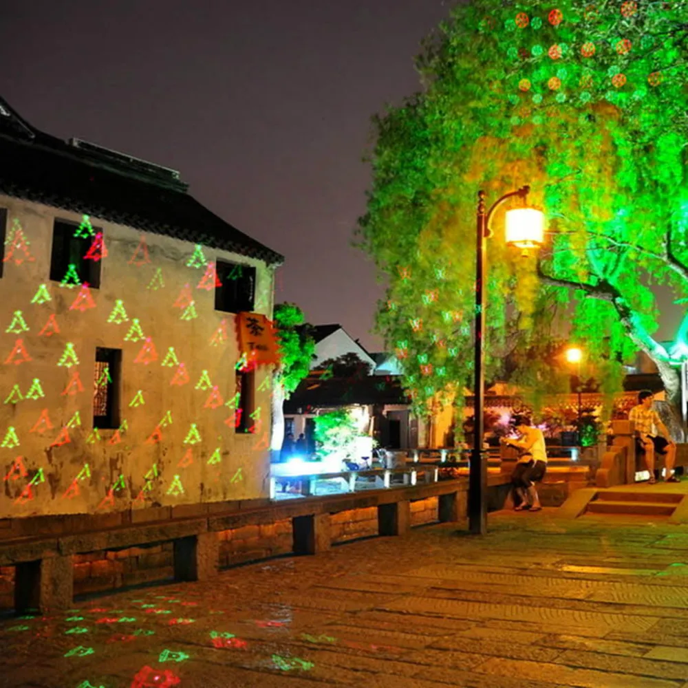 

Mini 2 Lens Red Green Xmas Gobos Laser Outdoor / Indoor Projector Lights Landscape Garden Decoration Home Lighting GO-X12RG