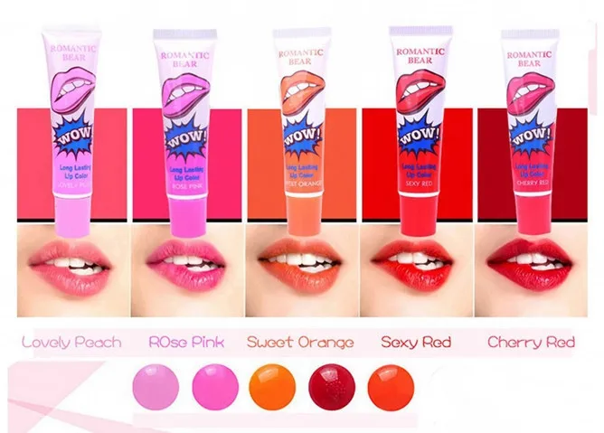 5 цветов стойкий блеск для губ отшелушивающая губная помада Водонепроницаемая оттеночная сексуальная розовая краска для губ блеск для губ косметический набор