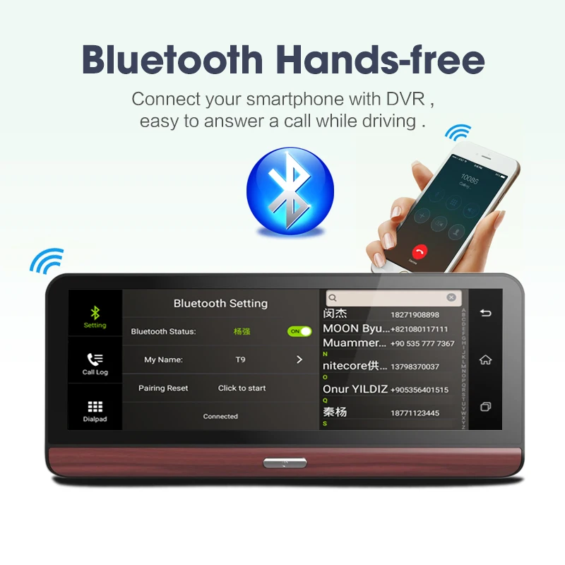 7.84 дюймов 4 г автомобиля GPS навигации DVR Android FHD 1080 P видео Регистраторы