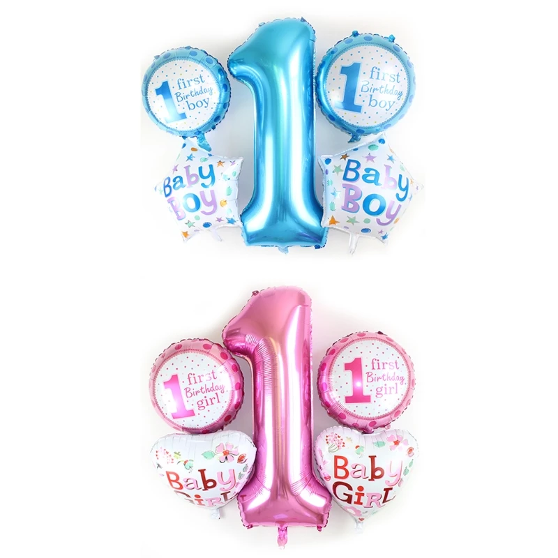 

5pcs 1st First Happy Birthday Latex Balloons Set Baby Shower Party Birthday Party Decorations Kids