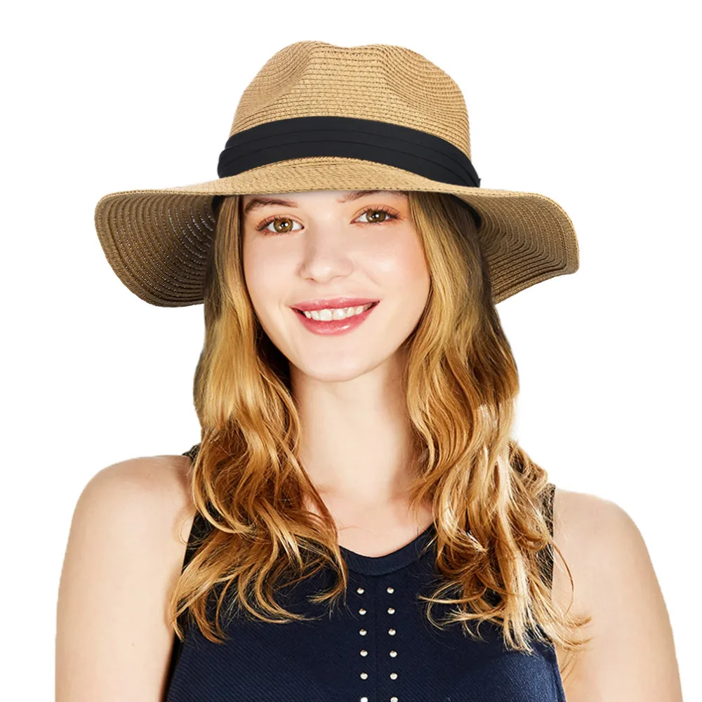 SAJUZEN Straw Cowboy Hat UPF50+ Wide Brim Sun Hat
