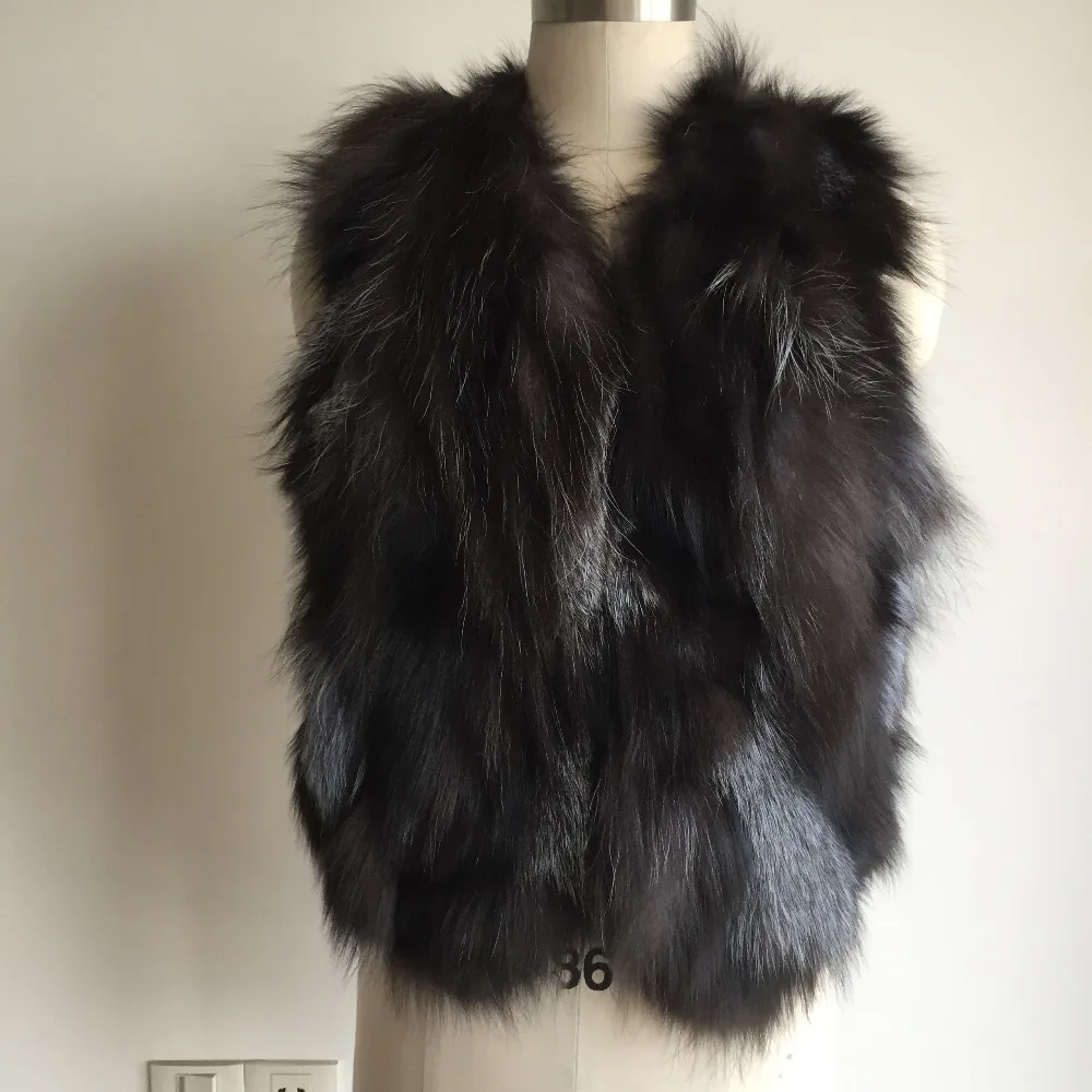 De Kah373 Unregular Fourrure 100 Naturel Gilet Femmes Réel Conception Mode Spécial Renard Longueur 57OwO14xEq