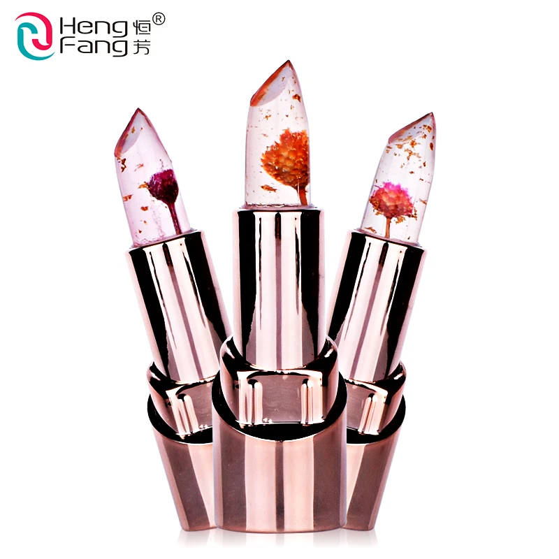 Золотая помада с цветком 3 фруктовых аромата меняющий температуру бальзам для