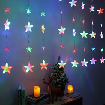 

Twinkle 136 LED Star Curtain String Lights Window Curtain Lights with 8 Flashing Modes for Wedding Party Christmas Decoration