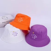 Осень и зима новая обувь для мужчин и женщин фиолетовый, orange, белый плоский верх маленький рыбак шляпа сплошной цвет вышивка любовь Повседневная Сложите cap