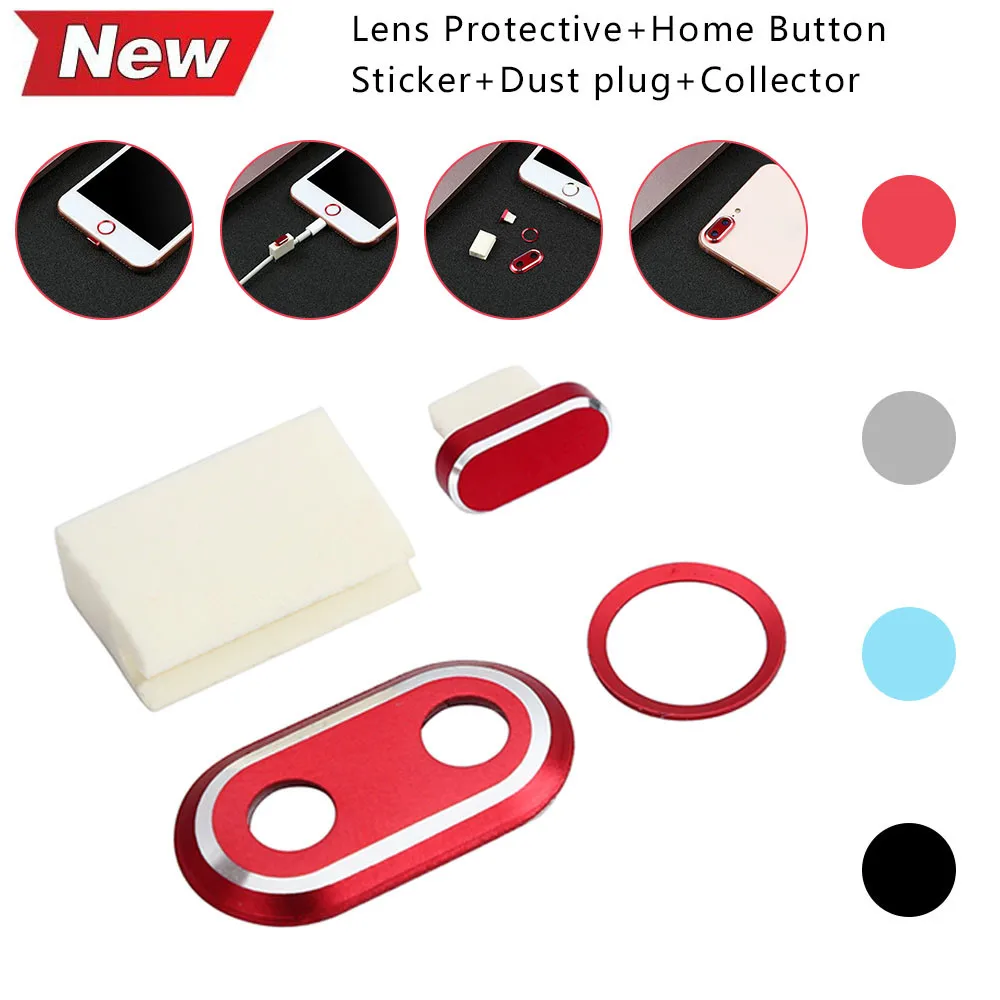 

simple and functional design For Iphone 7/8 Plus Stylish delicate Lens Protective+Home Button Sticker+Dust plug+Collector 2018