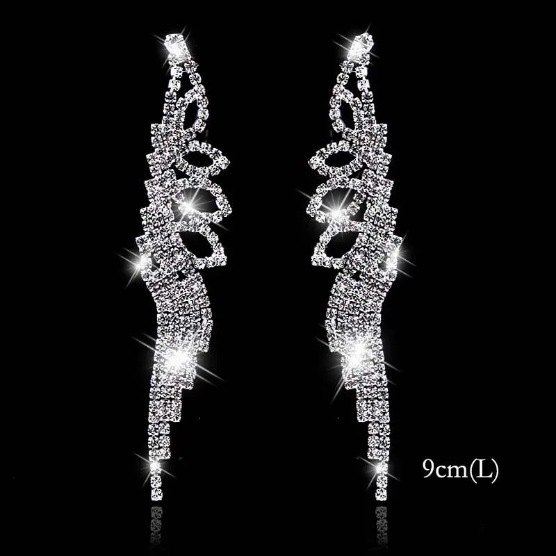 BLIJERY, сверкающие серебряные серьги со стразами, Длинные свадебные серьги для женщин, свисающие серьги невесты, вечерние ювелирные изделия - Окраска металла: Style 18